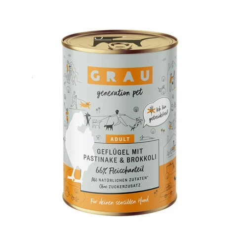 Grau Adult - Geflügel Mit Pastinaken Und Brokkoli