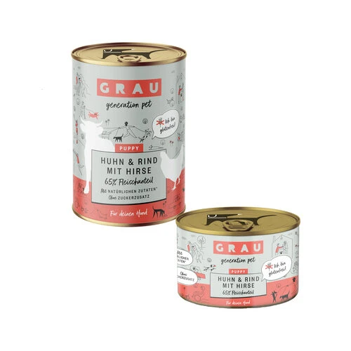 Grau Puppy/Junior Hundefutter - Huhn, Rind & Hirse 3 Grau Puppy/Junior Hundefutter - Huhn, Rind & Hirse